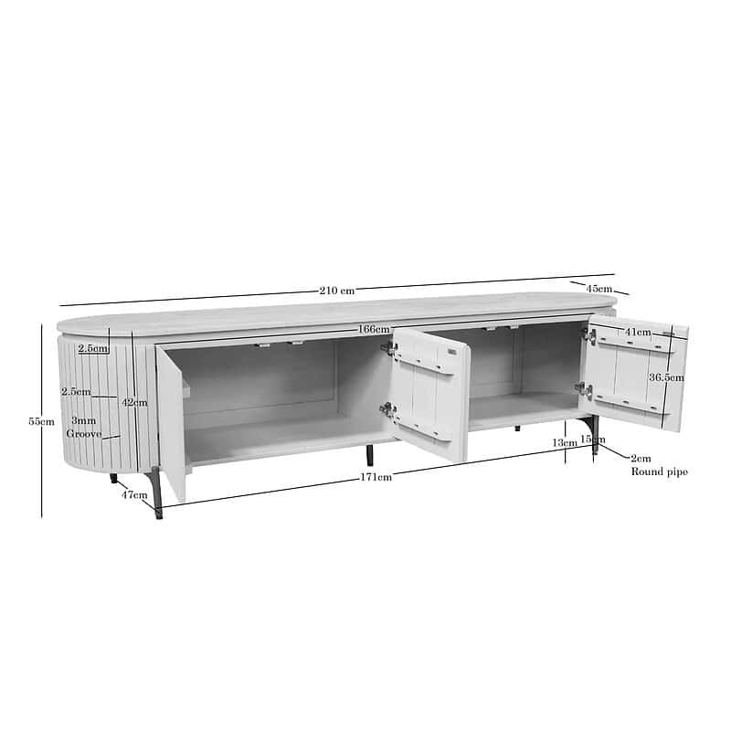 Elegant houten TV-meubel met opbergruimte, perfect voor moderne woonkamers. Gemaakt van hoogwaardig hout, met ruime kasten en praktische opbergmogelijkheden voor een stijlvolle en functionele inrichti.