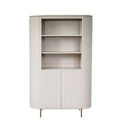 Moderne witte kast met schuifdeuren en open planken, perfect voor opbergen en decoratie, gemaakt door Mokana Meubelen.