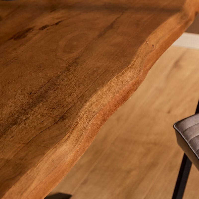 Boomstamtafel Boston vanaf boven, rechthoekig eetkamertafel met matte lak