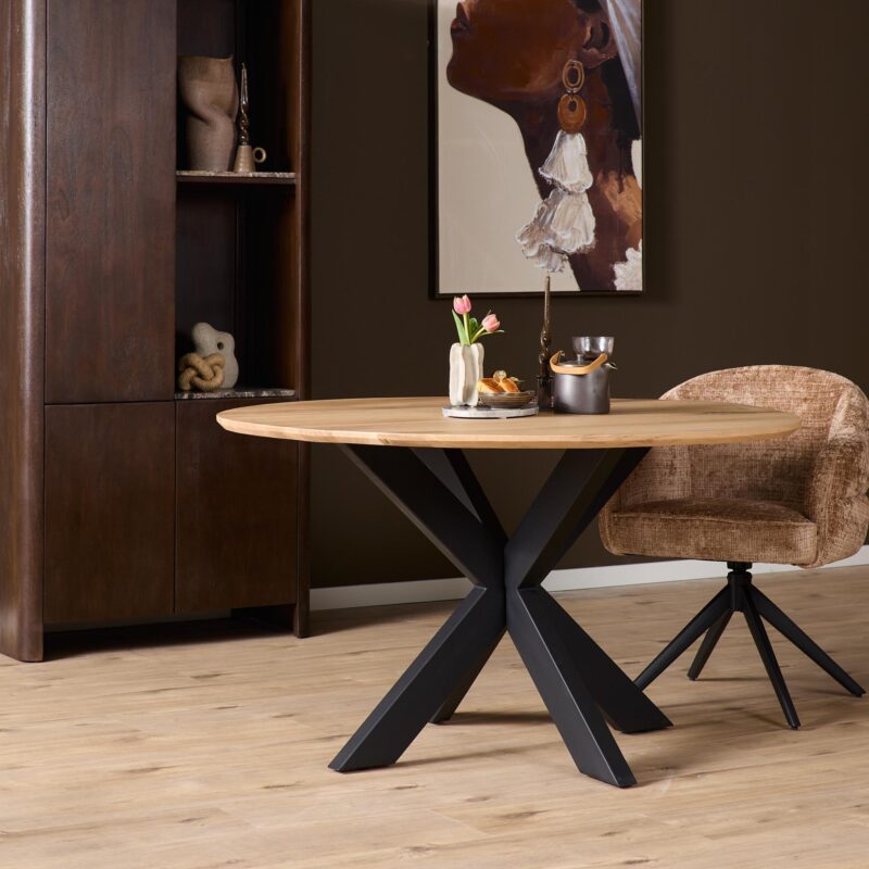 Eiken eettafel Ferris | Rond 130 cm | Naturel