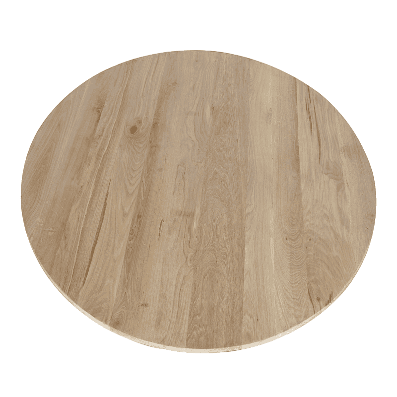 Ronde eiken eettafel Ferris van 110 cm diameter, natuurlijk afgewerkt, perfect voor moderne eetkamers.