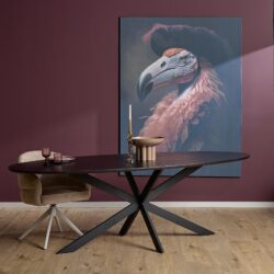 Eiken eettafel Ferris ovaal 280 cm zwart met massief tafelblad