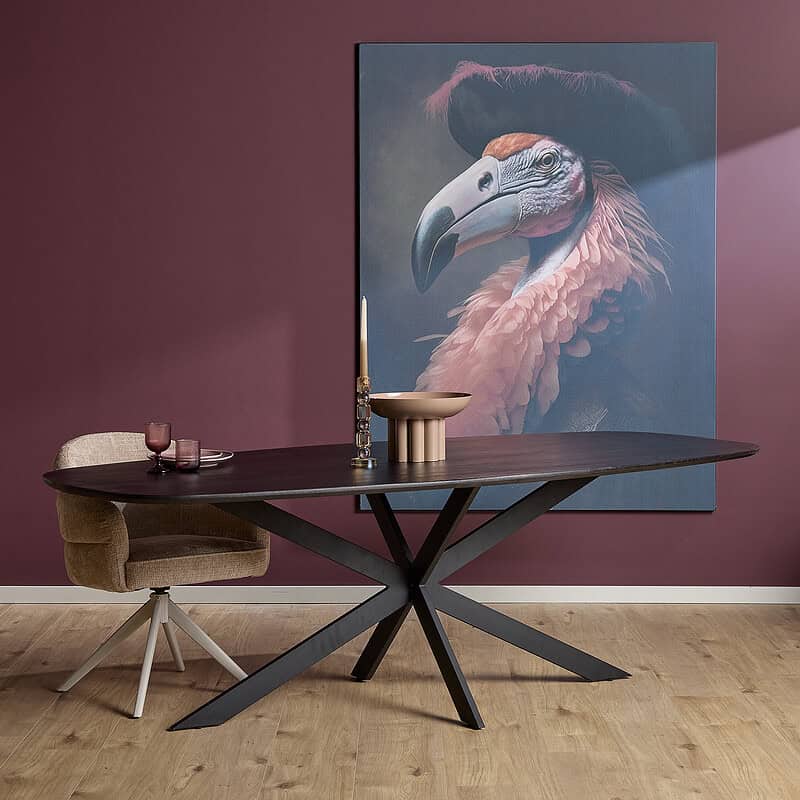 Eiken eettafel Ferris | Deens Ovaal 200 cm | Zwart