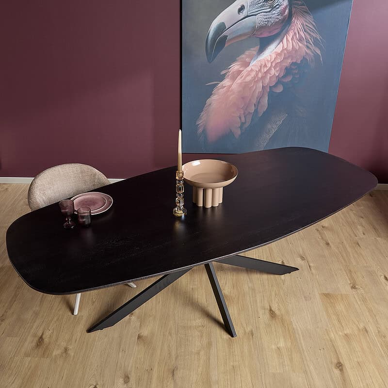 Eiken eettafel Ferris | Deens Ovaal 200 cm | Zwart