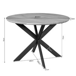 Eettafel Ferris van boven, stalen frame en eikenhout