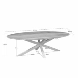 Eettafel Ferris in interieur ovaal 210 cm naturel