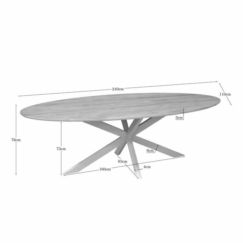 Eettafel Ferris ovaal 240 cm in interieur