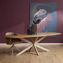 Eiken eettafel Ferris Deens ovaal 280 cm naturel poot sand