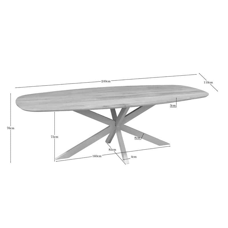 Textuur eiken tafel Ferris Deens ovaal 240 cm