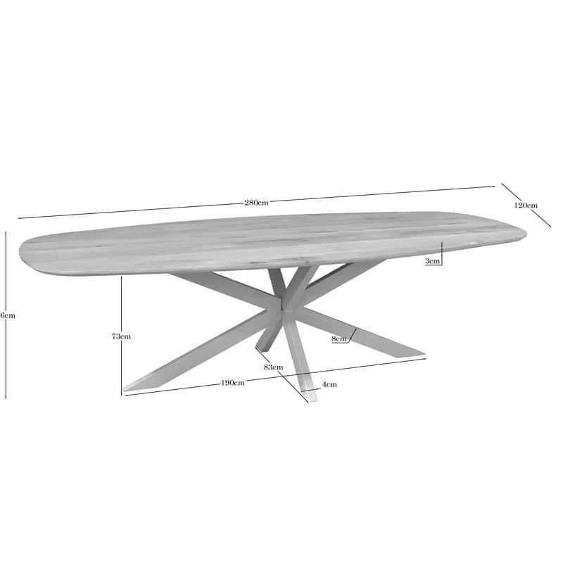 Eettafel Ferris Deens ovaal 280 cm in interieur