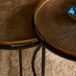 Textuur aluminium tafelblad koperkleur Julie salontafelset