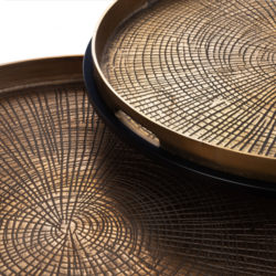 Perspectief salontafelset Julie, aluminium tafelbladen met koperkleur