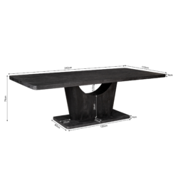 Afmetingen van de eettafel Voco, breedte 240 cm, diepte 110 cm, hoogte 76 cm