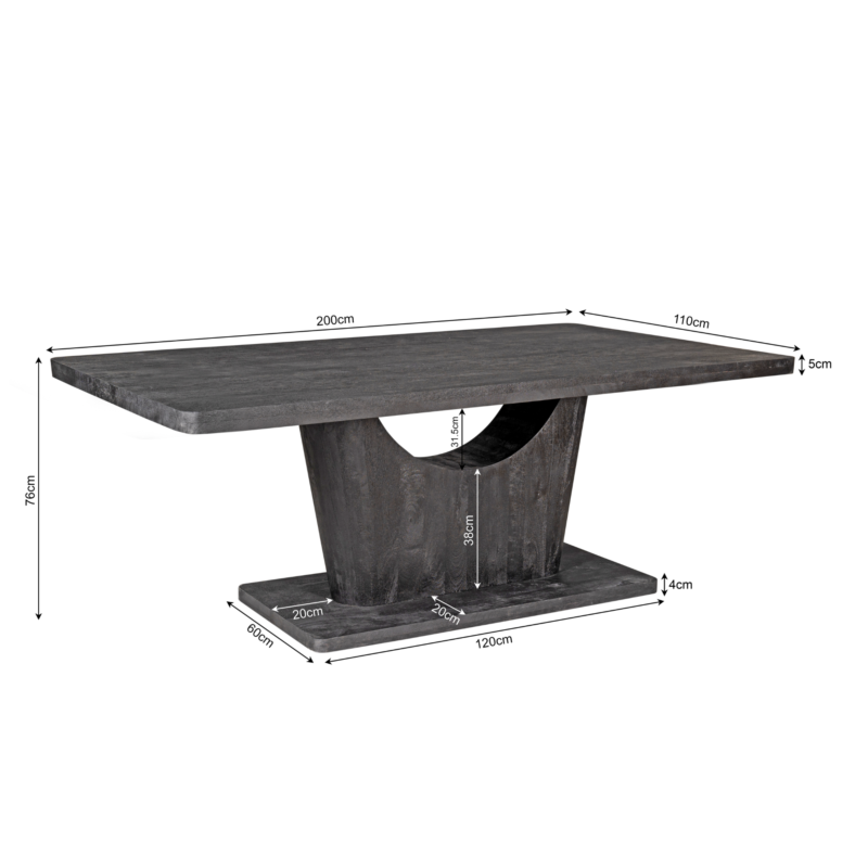 Eettafel Voco vanaf zijkant, brown, mangohout