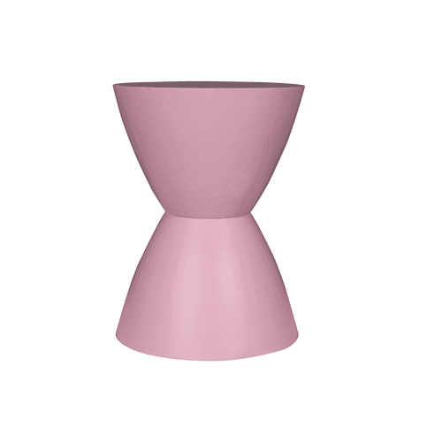 Roze mangohouten bijzettafel Abbey met een unieke, moderne vorm, perfect voor het toevoegen van een stijlvolle touch aan elke woonkamer of slaapkamer.
