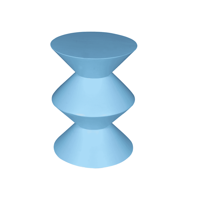 Blauwe moderne bijzettafel van Mokana Meubelen met een uniek, sculpturaal ontwerp. Perfect voor een eigentijdse woonkamer of kantoorruimte.