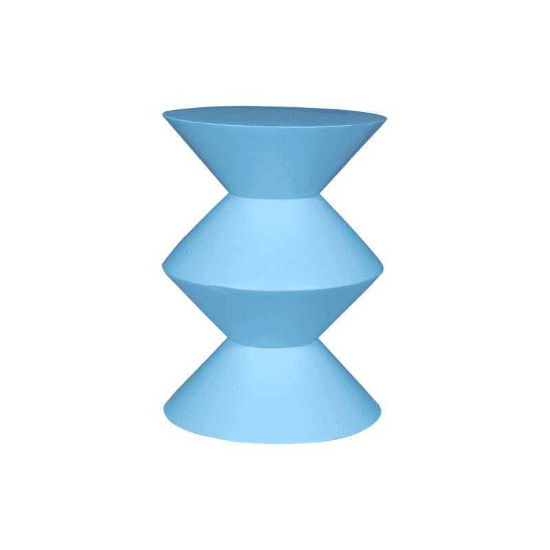 Moderne blauwe sculptuur van Mokana Meubelen, uniek design en opvallende vorm, perfect voor interieurdecoratie.