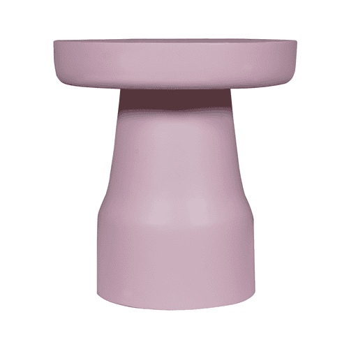 Moderne pastelroze bijzettafel van Mokana, ideaal voor woonkamer of slaapkamer, met een uniek ontwerp en stevige constructie.
