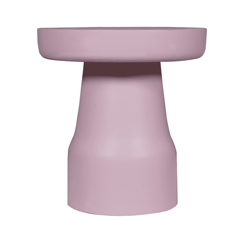 Moderne pastelroze bijzettafel van Mokana, ideaal voor woonkamer of slaapkamer, met een uniek ontwerp en stevige constructie.