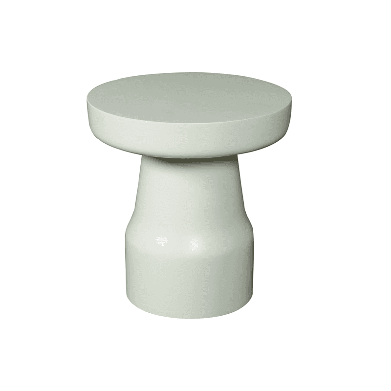 Moderne witte bijzettafel van Mokana met uniek sculpturaal ontwerp, ideaal voor woonkamer of slaapkamer, combineert functionaliteit met stijl.