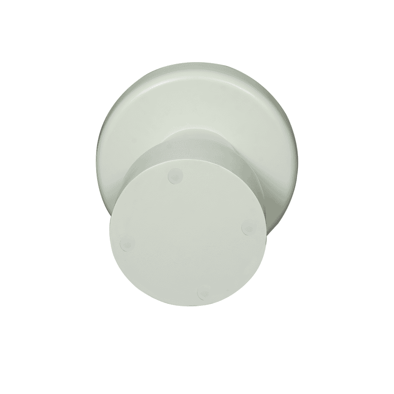 Set van drie witte meubelvoeten voor meubels, gemaakt van stevig kunststof, geschikt voor het ondersteunen en stabiliseren van diverse meubelstukken.