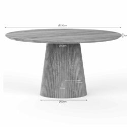 Eettafel Solana vanaf beneden, poot en ronde vorm