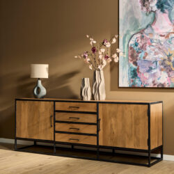 Dressoir Denver, detail metaal frame en handgrepen