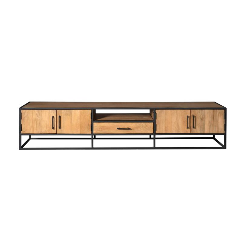 Zijkant van het tv meubel Denver, met de lade en deuren