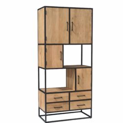 Vakkenkast Dakota, textuur massief mangohout, lichte finish