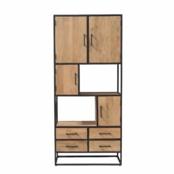 Vakkenkast Dakota, detail handgrepen metaal, zwarte lak