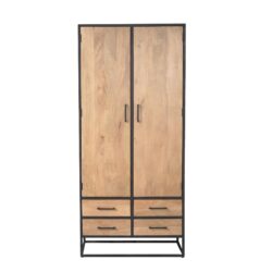 Detail kabinet Dakota, metalen handgrepen, zwarte lak