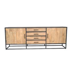 Dressoir Dakota, detail van metalen frame en zwarte lak