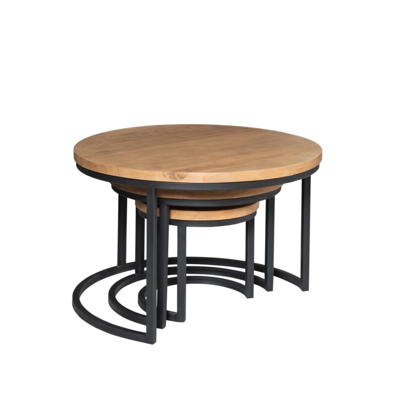 Salontafel set Dakota in een woonkamer, combinatie van tafeltjes