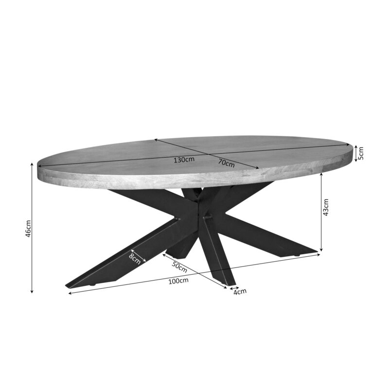 Salontafel Dakota | 130 cm | Ovaal