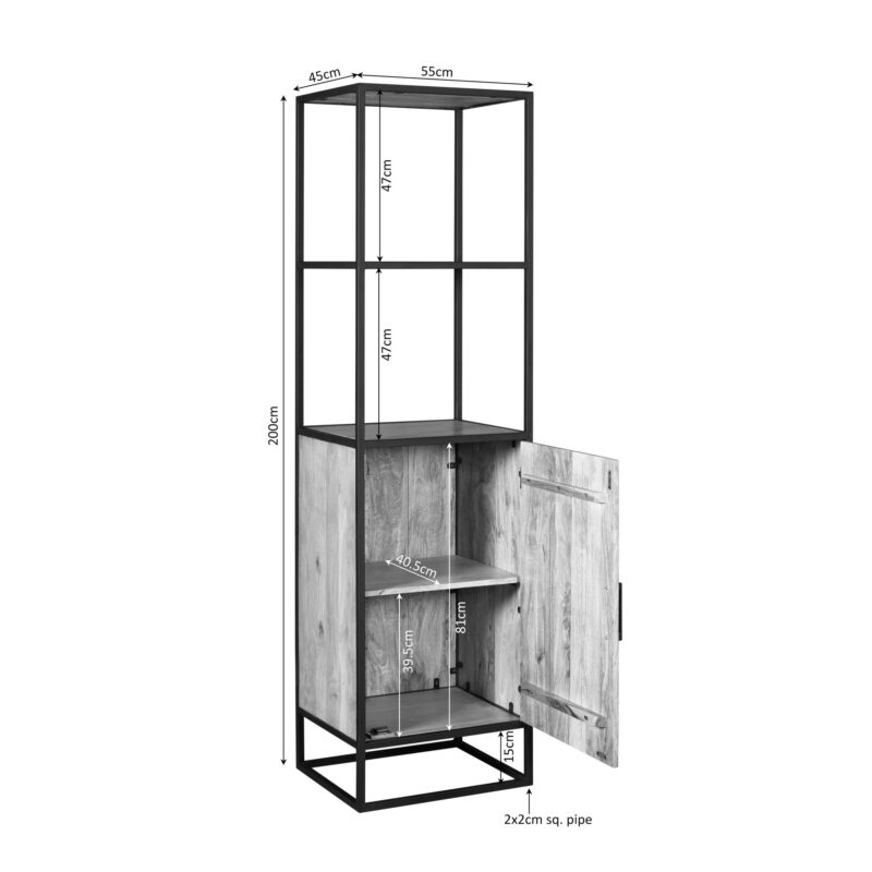 Boekenkast Dakota 1 deur | 55 cm