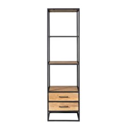 Detail boekenkast Dakota 2 lades metaal handgrepen