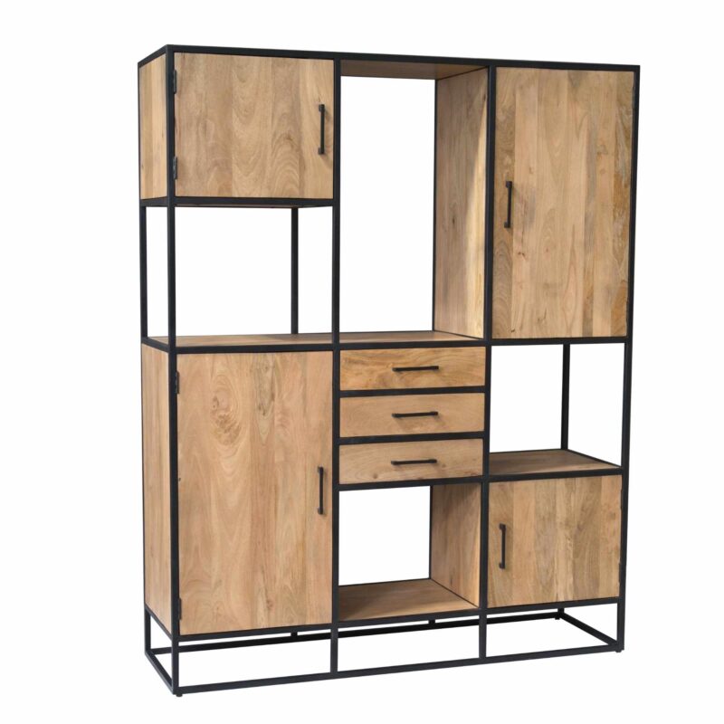 Vakkenkast Dakota Supreme XXL, houten stroken, lichte finish