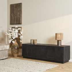 TV-meubel Brussel Black, mangohout, black finish, modern design