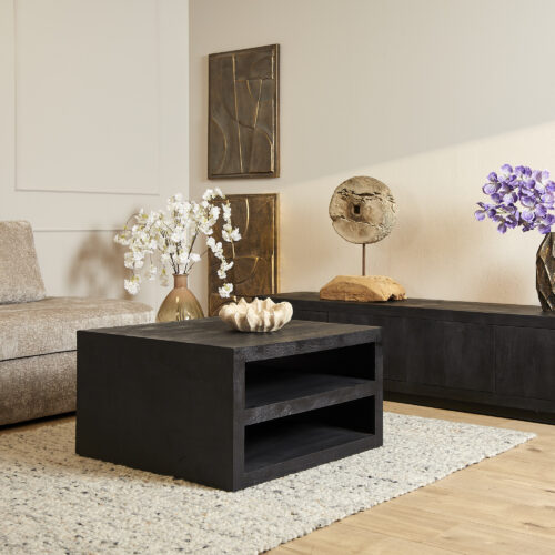 Detail van de black finish van de Salontafel Brussel Black