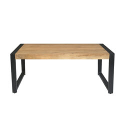 Salontafel Britt met onderblad van mangohout en metaal, rechthoekig formaat