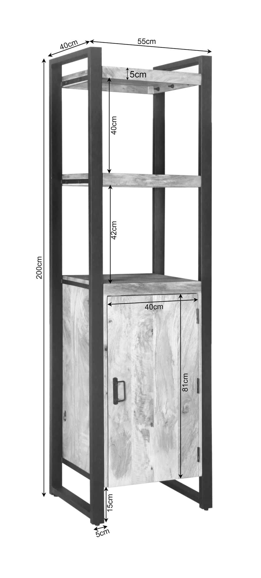 Bücherregal Britt | 55 cm | Tür