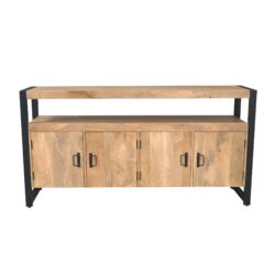 Dressoir Britt, detail metalen handgrepen, zwarte lak