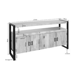 Dressoir Britt, detail stroken hout, inlegwerk