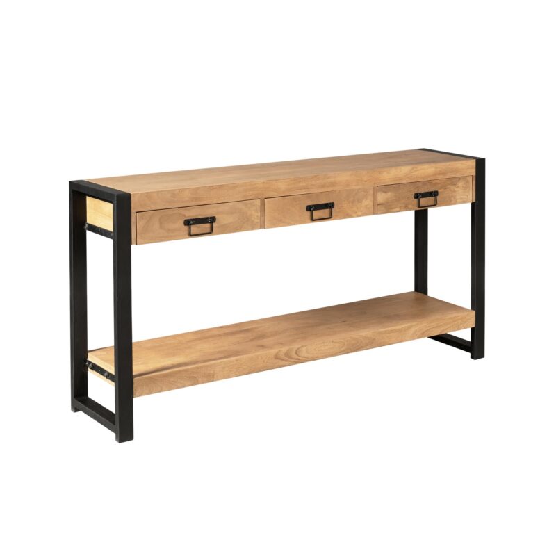 Textuur sidetable Britt, mangohout, lichte finish