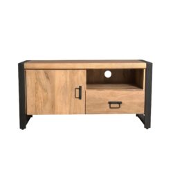 Lakwerk van het frame en de handgrepen van het tv meubel Britt