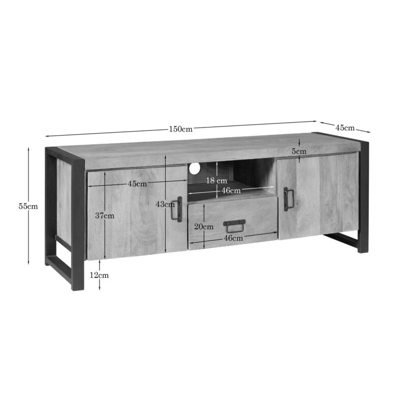 Tv meubel Britt | 150 cm | met deuren en lade