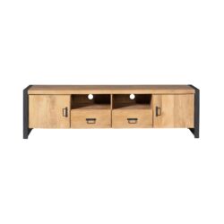 Detail tv meubel Britt, deuren en lades, massief mangohout