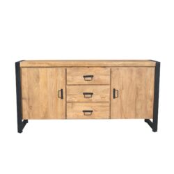 Dressoir Britt detail, gesloten deuren, wit, massief hout