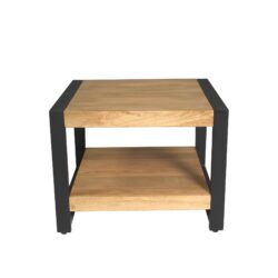 Bijzettafel Britt in interieur, 60 cm breed en hoog, met mangohout en metaal