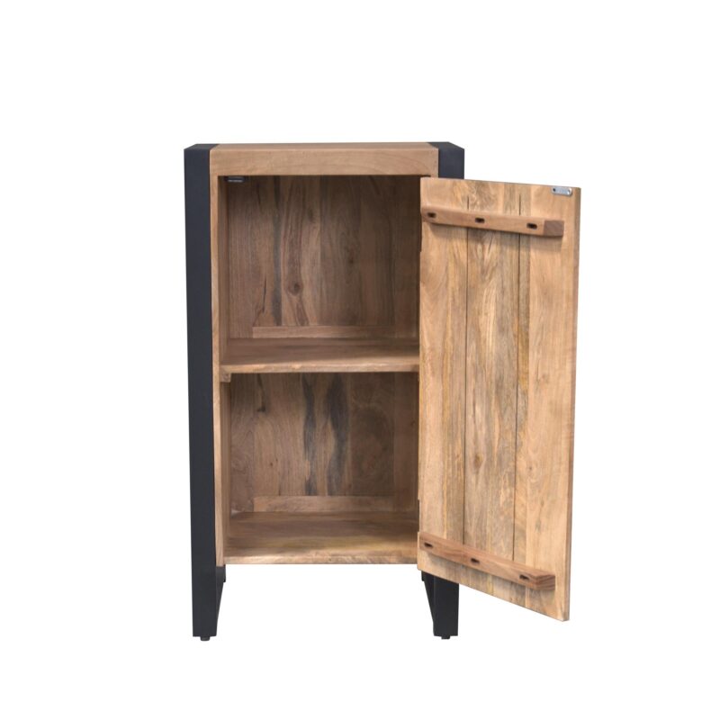 Perspectief Halkast Britt, mangohout, zwarte metalen accenten